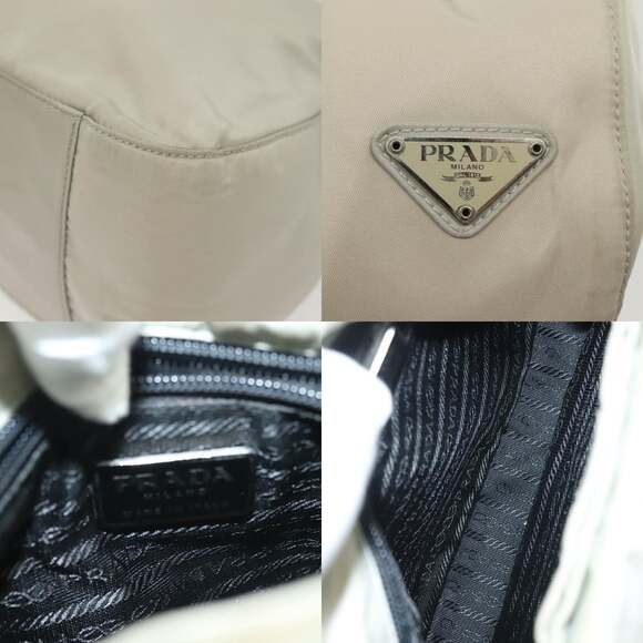 PRADA Shoulder Bag Nylon Ivory Silver - Picture 11 of 13